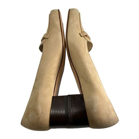 Salvatore Ferragamo Low-Heeled Loafer Shoes Size 7 Women's Cream Square Toe - Picture 9 of 11